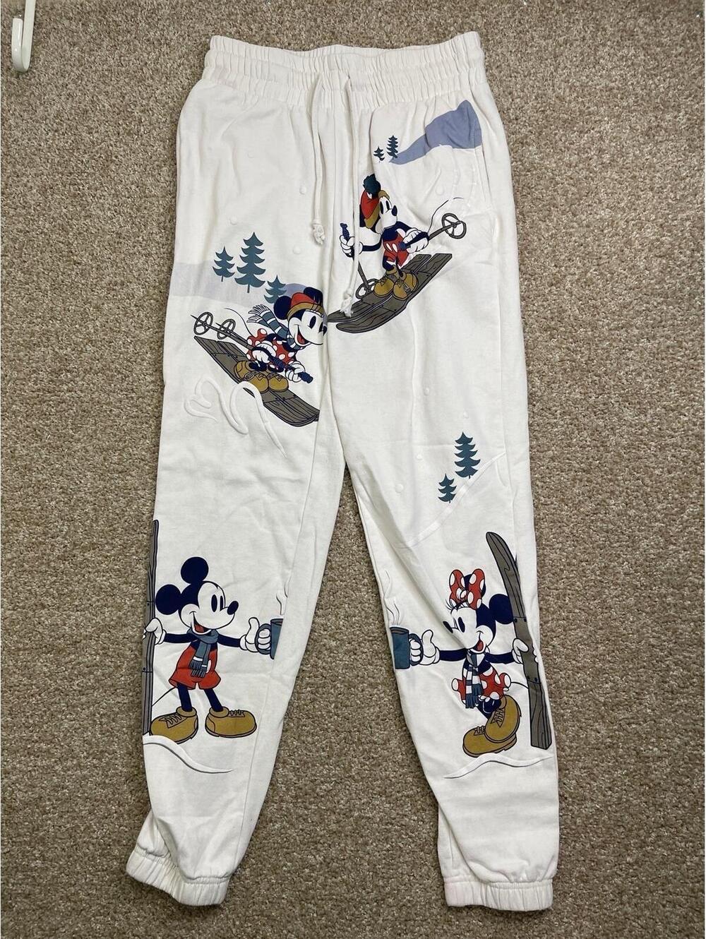 Disney Mickey Mouse Skiing White Sweatpants‎ Size XS Disneyworld